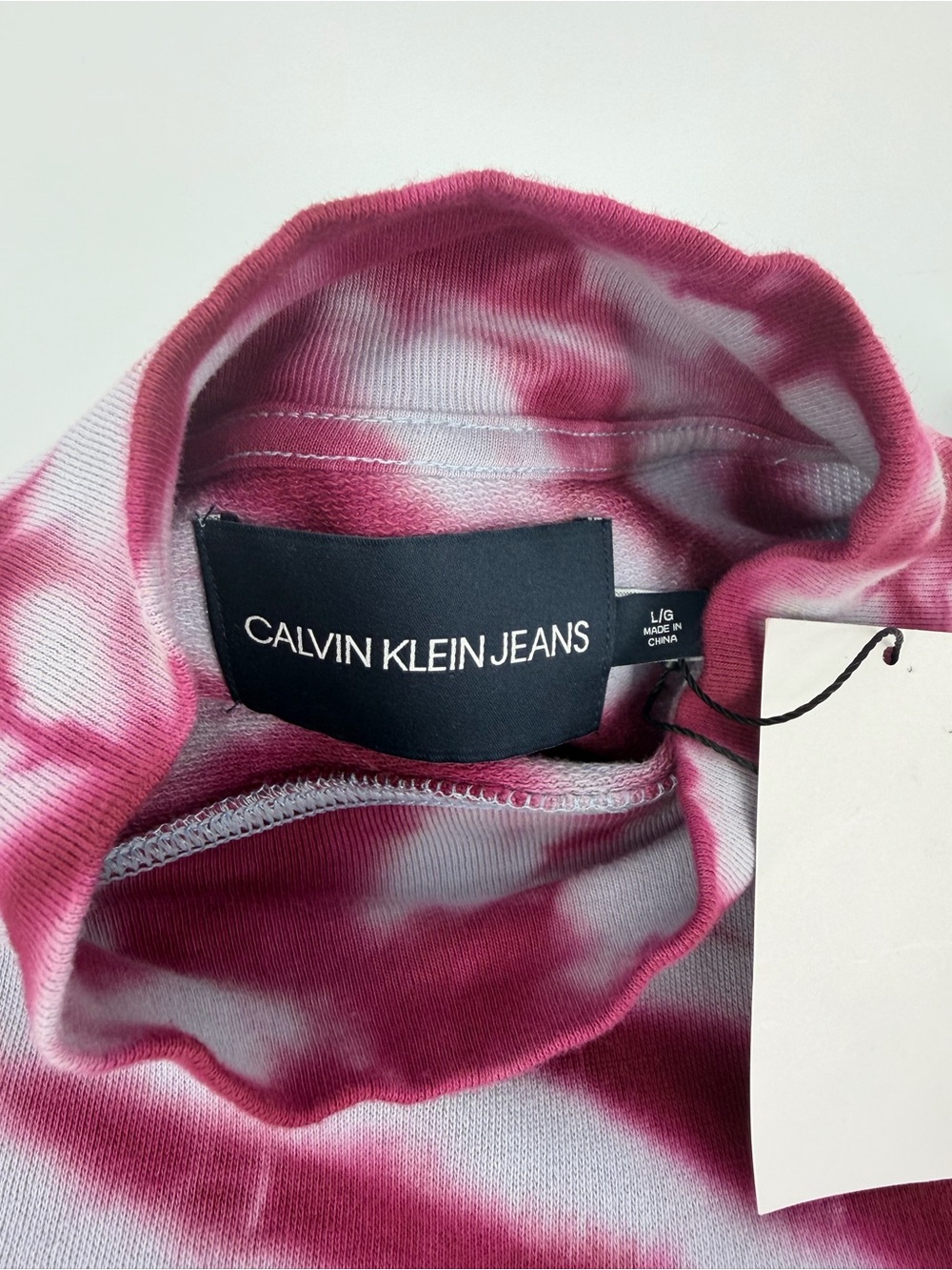 Calvin Klein Jeans Tie Dye Mock Neck Sweatshirt Pink Womens NWT - Picture 7 of 16